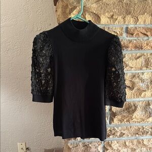 Elegant Black Lace Sleeve Top